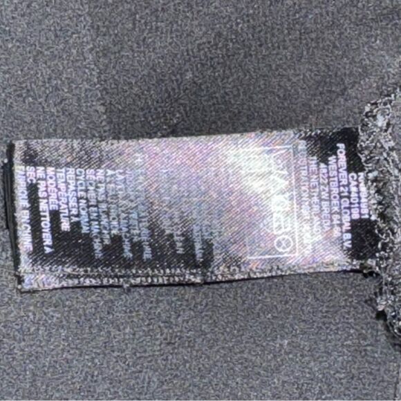 Forever 21 Solid Black Long Sleeve Button Down Tie Front Open Sleeve Blouse M - Picture 12 of 13